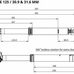 BikeYoke Tige De Selle Divine 31,6 Vario 12 BikeYoke Tige De Selle Divine 31,6 Vario -Shimano Soldes BikeYoke Dimensions Divine125
