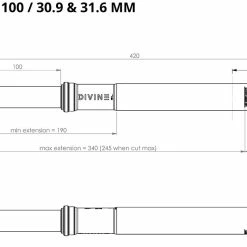 BikeYoke Tige De Selle Divine SL 31,6 Vario 11 BikeYoke Tige De Selle Divine SL 31,6 Vario -Shimano Soldes BikeYoke Dimensions Divine SL 100 min