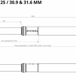 BikeYoke Tige De Selle Divine SL 31,6 Vario 12 BikeYoke Tige De Selle Divine SL 31,6 Vario -Shimano Soldes BikeYoke Dimensions Divine SL 125 min